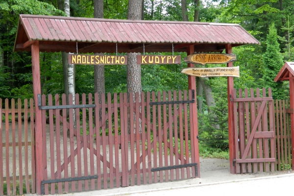 Arboretum w Kudypach - brama wejściowa