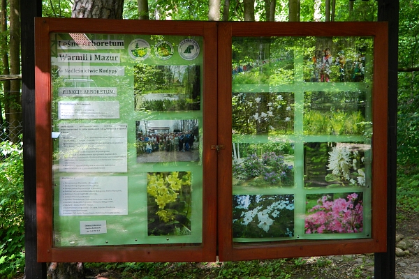 Arboretum w Kudypach - tablica informacyjna